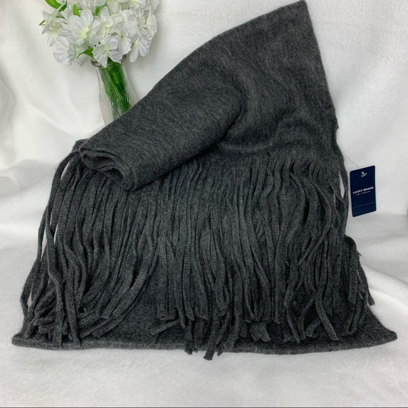Lucky Brand Fringed Scarf Soft Brushed Gray NWT - Picture 3 of 10